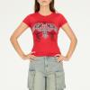 Forever 21 Women’s Yummy Fit Graphic Tee(Red)