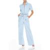 Forever 21 Women’s Zip-up Tie-front Denim Jumpsuit(Light Denim)