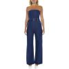 Forever 21 Women’s Belted Strapless Denim Jumpsuit(Medium Denim)