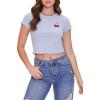 Forever 21 Women’s Cherry Graphic Cropped Tee(Blue)