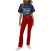 Forever 21 Women’s Corduroy Belted Flare Pants(Ruby)