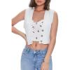 Forever 21 Women’s Cropped Sweater-Knit Vest(White)