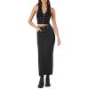 Forever 21 Women’s Denim Midi Slit Skirt(Washed Black)