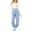 Forever 21 Women’s Denim Utility Cargo Joggers(Light Denim)
