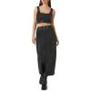 Forever 21 Women’s Faux Leather Maxi Slit Skirt(Black)