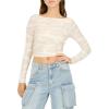 Forever 21 Women’s Long Sleeve Ruched Crop Top(Ivory Camo)