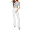 Forever 21 Women’s Pointelle High-Rise Flare Pants(White)