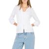 Forever 21 Women’s Poplin Button-Down Long Sleeve Shirt Collared Top with Self-Tie Back(White)