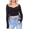Forever 21 Women’s Ruched Drawstring Crop Top(Black)