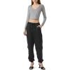 Forever 21 Women’s Satin Mid-Rise Cargo Pants(Black)