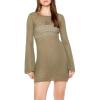 Forever 21 Women’s Sheer Crochet Mini Dress(Light Olive)