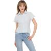 Forever 21 Womens Short Sleeve Button Front Top with Smocked Back(Blue)
