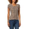 Forever 21 Womens Short Sleeve Crew Neck Yummy T Shirt with Hourglass Waist(Leopard)