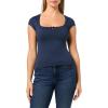 Forever 21 Women’s Short Sleeve Square Neck Cropped T Shirt(Navy)