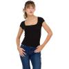 Forever 21 Women’s Short Sleeve Square Neck Cropped T-Shirt with Charm(Black)