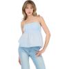 Forever 21 Womens Spaghetti Strap Knit to Woven Peplum Top with Eyelet Hem(Blue)