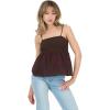 Forever 21 Womens Spaghetti Strap Knit to Woven Peplum Top with Eyelet Hem(Brown)