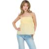 Forever 21 Womens Spaghetti Strap Knit to Woven Peplum Top with Eyelet Hem(Yellow)