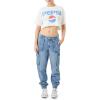 Forever 21 Women’s Stretch-Denim Cargo Joggers(Light Denim)