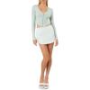 Forever 21 Women’s Sweater-Knit Zip-up Crop Top(Seafoam)