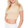 Forever 21 Women’s Waffle Knit Cropped Tee(Tan)