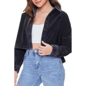Forever 21 Corduroy High-Low Shirt Black Small