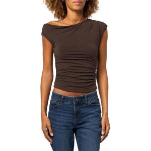 Forever 21 Womens Asymmetric Top with Side Ruching(Brown)