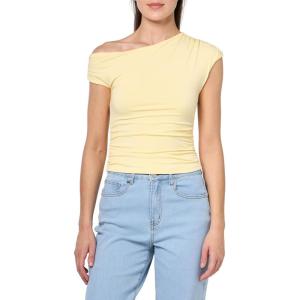 Forever 21 Womens Asymmetric Top with Side Ruching(Yellow)