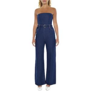 Forever 21 Women’s Belted Strapless Denim Jumpsuit(Medium Denim)