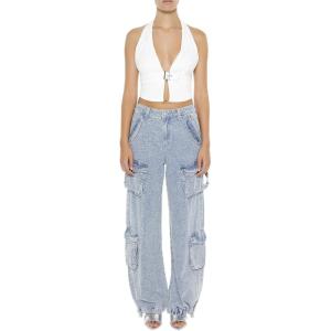 Forever 21 Women’s Carpenter Cargo Jeans(Dark Denim)