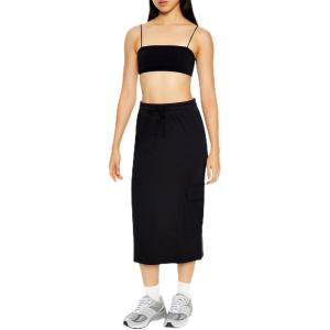 Forever 21 Women’s Fleece Cargo Midi Skirt(Black)