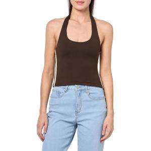 Forever 21 Women’s Halter Top with Graphic Print Casual Trend Style(Brown)