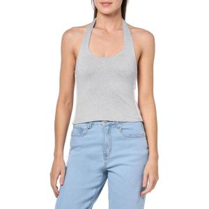 Forever 21 Women’s Halter Top with Graphic Print Casual Trend Style(Heather Grey)