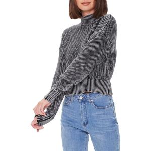 Forever 21 Women’s Mineral Wash Mock Neck Sweater(Charcoal)