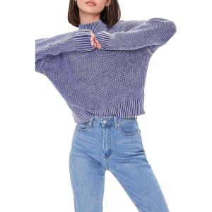 Forever 21 Women’s Mineral Wash Mock Neck Sweater(Royal)