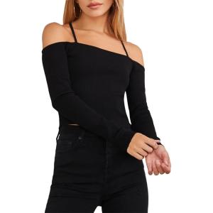 Forever 21 Women’s Off-The-Shoulder Cropped Sweater(Black)
