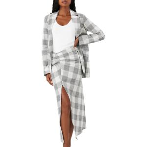 Forever 21 Women’s Plaid A-line Maxi Skirt(White)