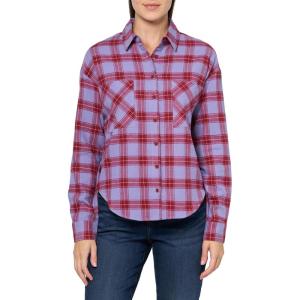 Forever 21 Women’s Plaid Button-Front Flannel Shirt(Lavender)