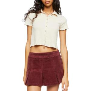 Forever 21 Women’s Pleated Corduroy Mini Skirt(Merlot)