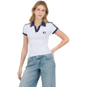 Forever 21 Womens Polo Tee with Embroidery(Grey)
