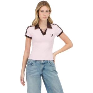 Forever 21 Womens Polo Tee with Embroidery(Pink)