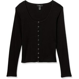 Forever 21 Women’s Ribbed Button-Front Top(Black)