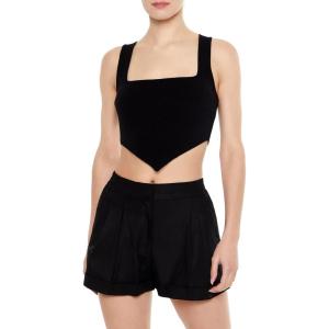 Forever 21 Women’s Ribbed Sweater-Knit Crop Top(Black)