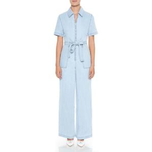 Forever 21 Women’s Zip-up Tie-front Denim Jumpsuit(Light Denim)