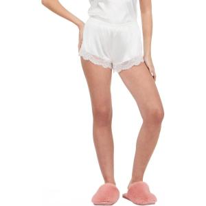 Forever 21 Womens Satin Shorts with Lace Trim Sleepwear(Ivory)