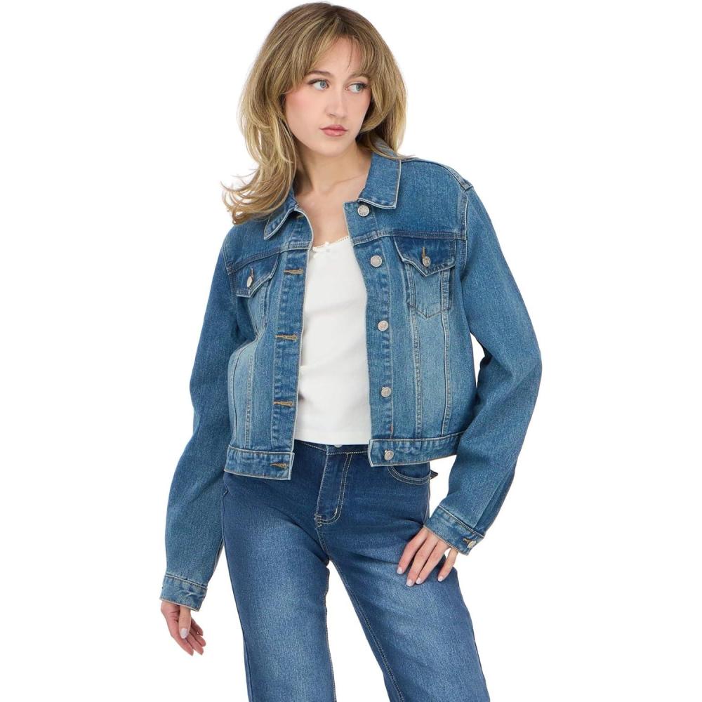image:imageForever 21 Womens Denim Jacket With Chest PocketsBlue