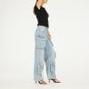 Forever 21 Women’s Cargo Jeans – Wide-Leg Denim with Oversized Utility Pockets(Blue)