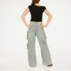 Forever 21 Women’s Cargo Jeans – Wide-Leg Denim with Oversized Utility Pockets(Green)
