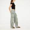 Forever 21 Women’s Cargo Jeans – Wide-Leg Denim with Oversized Utility Pockets(Green)