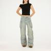 Forever 21 Women’s Cargo Jeans – Wide-Leg Denim with Oversized Utility Pockets(Green)